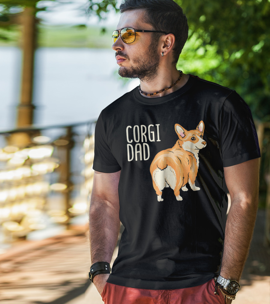Corgi Dad Cute Dog Pet Owner Adopt Rescue T-Shirt