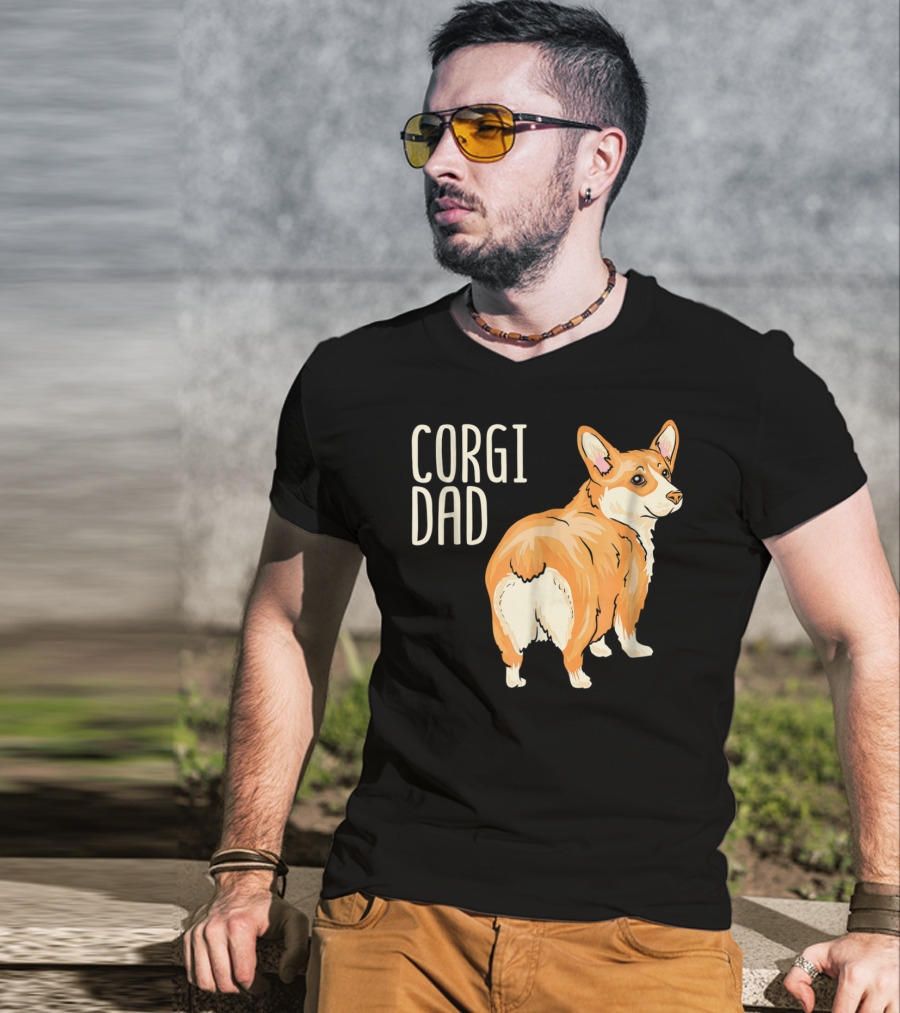 Corgi Dad Cute Dog Pet Owner Adopt Rescue T-Shirt