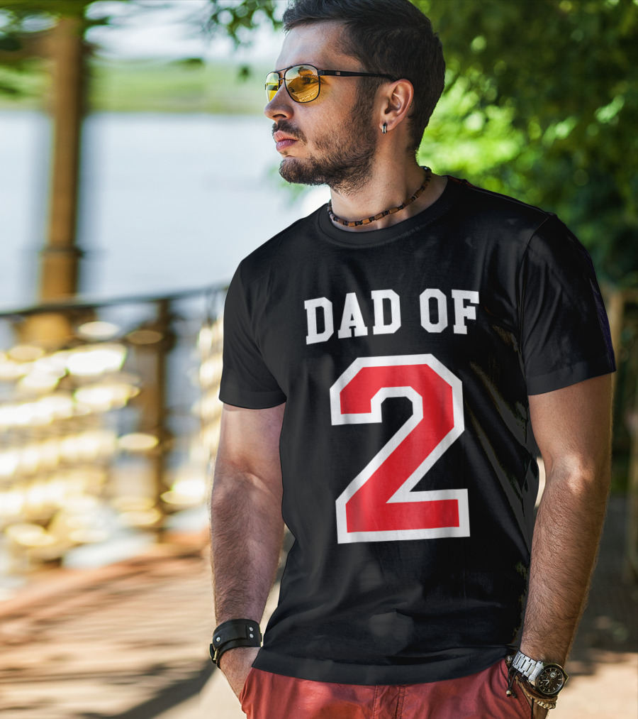 Dad Of Two Baseball Jersey Uniform Number 2 T-Shirt