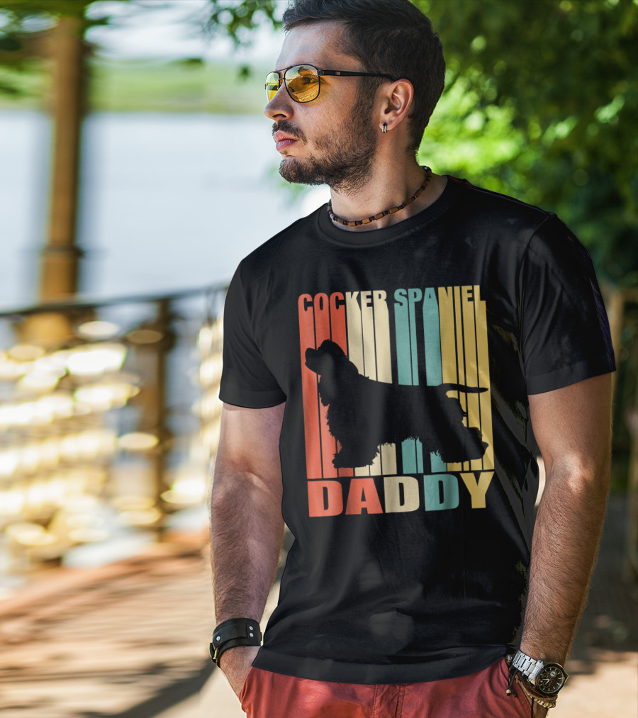 Cocker Spaniel Daddy Vintage Dog42 Love T-Shirt
