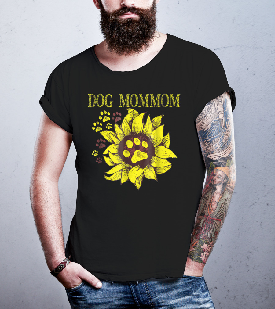Dog Mommom Sunflower Paw Prints T-Shirt