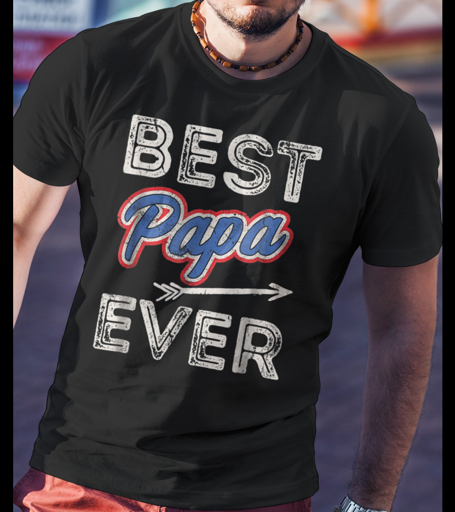 Best Papa Ever Puerto Rico Dad Retro Arrow T-Shirt