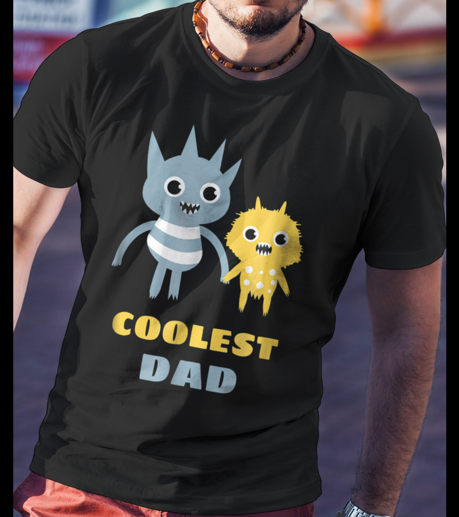 Coolest Dad Funny Monster Creatures Holding Hands T-Shirt
