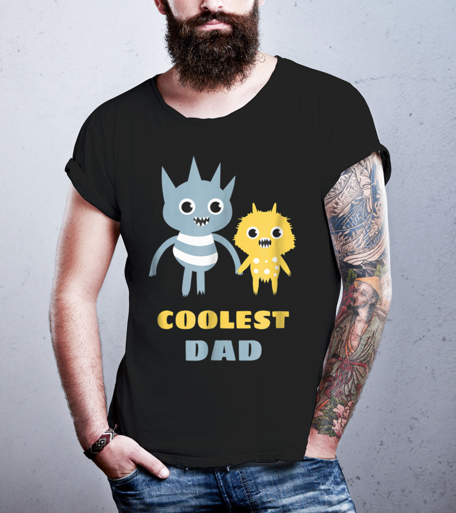 Coolest Dad Funny Monster Creatures Holding Hands T-Shirt