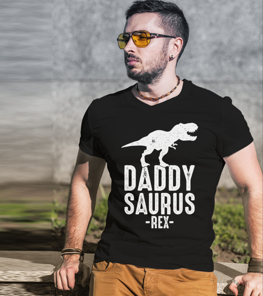 Daddysaurus Rex Daddy Dinosaur Pun T-Shirt