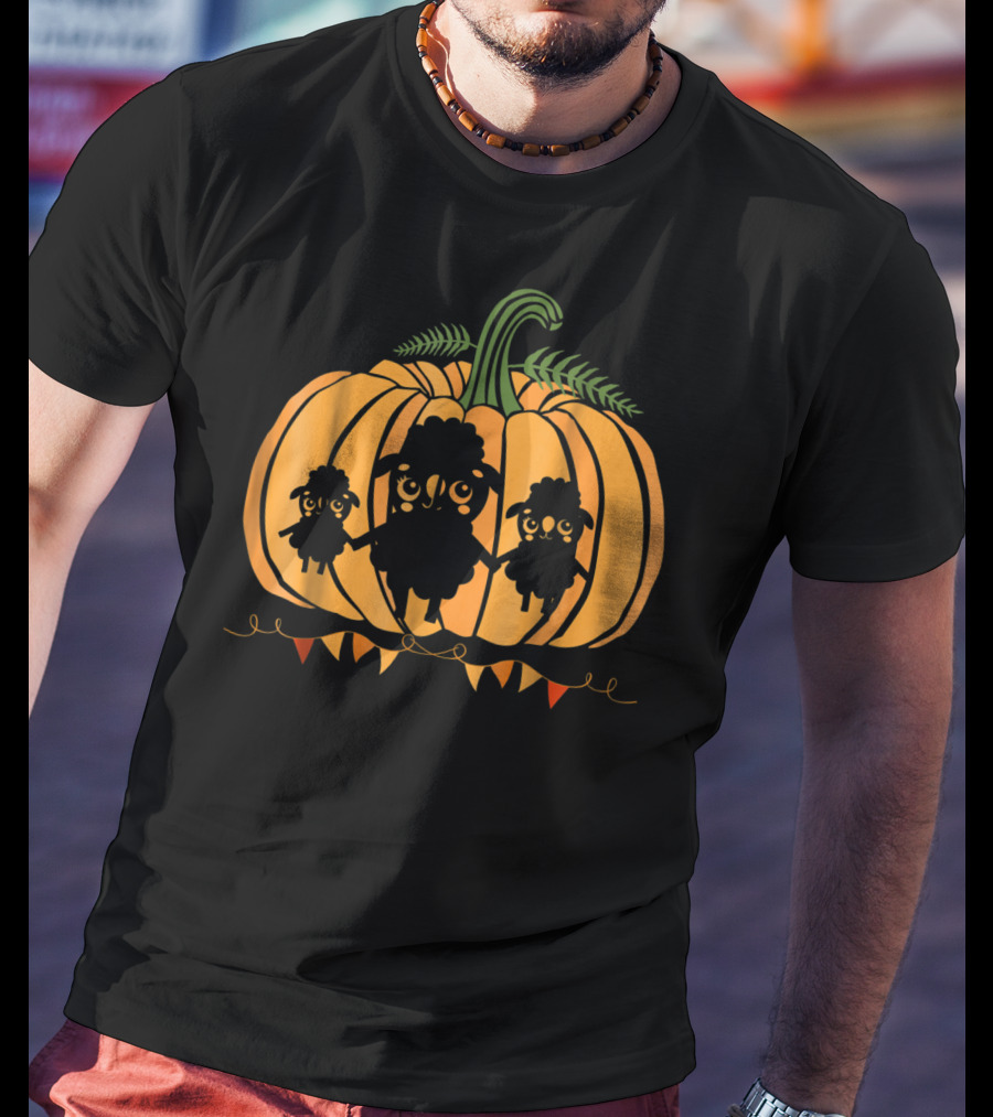 Cute Sheep Family Halloween Pumpkin Dad Mom85 T-Shirt