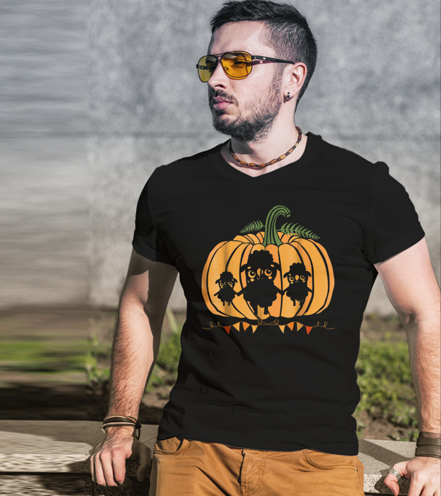 Cute Sheep Family Halloween Pumpkin Dad Mom85 T-Shirt