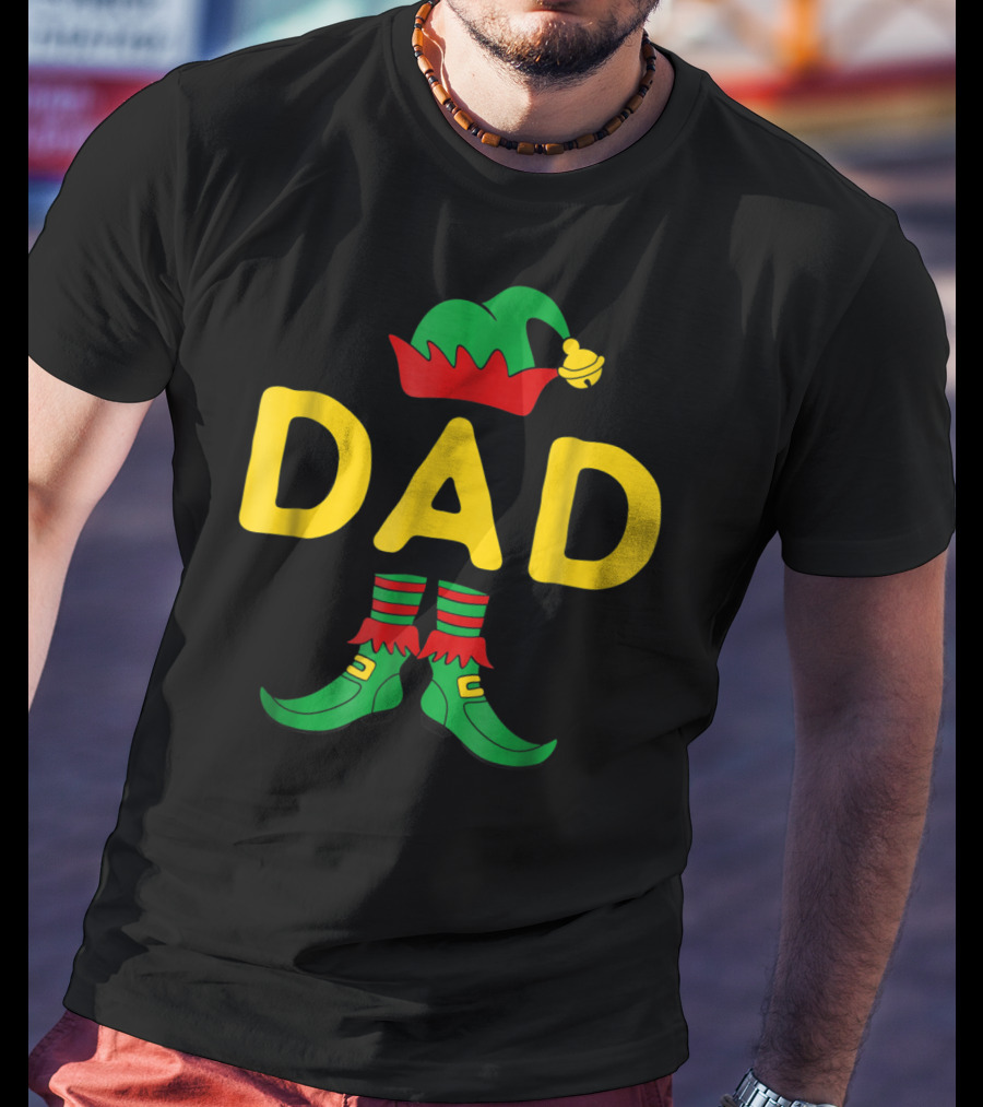 Dad Elf Christmas Hat And Shoes T-Shirt