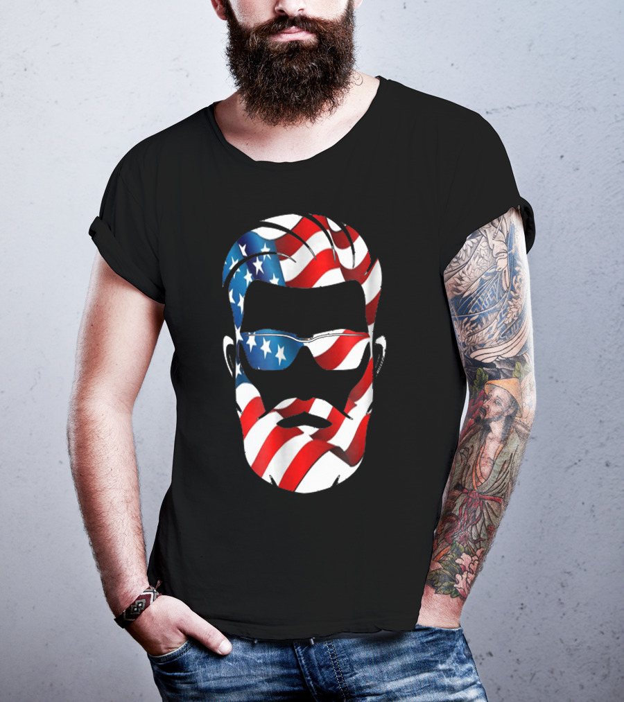 Bearded Dad US Flag Independence Day T-Shirt
