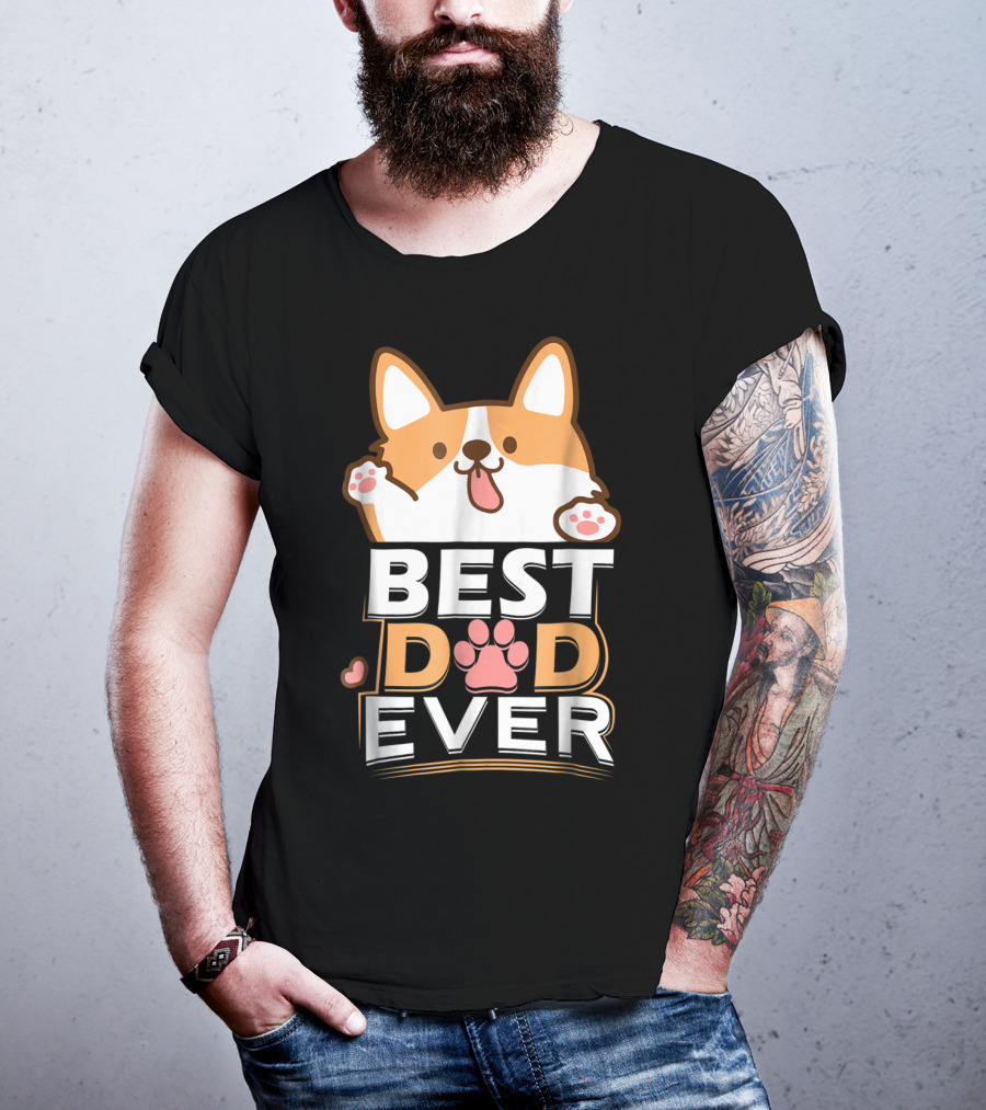 Best Dog Dad Ever Corgi Paws And Ears T-Shirt