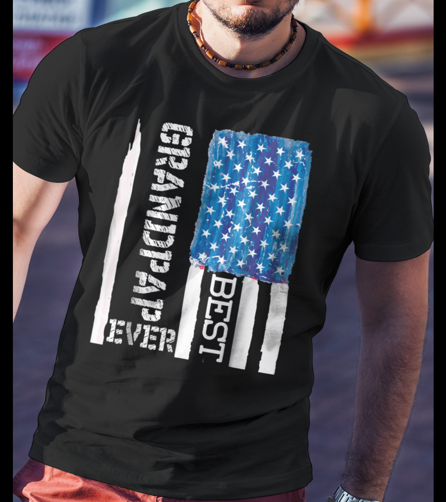Best Grandpap Ever Distressed American Flag Design 68 T-Shirt