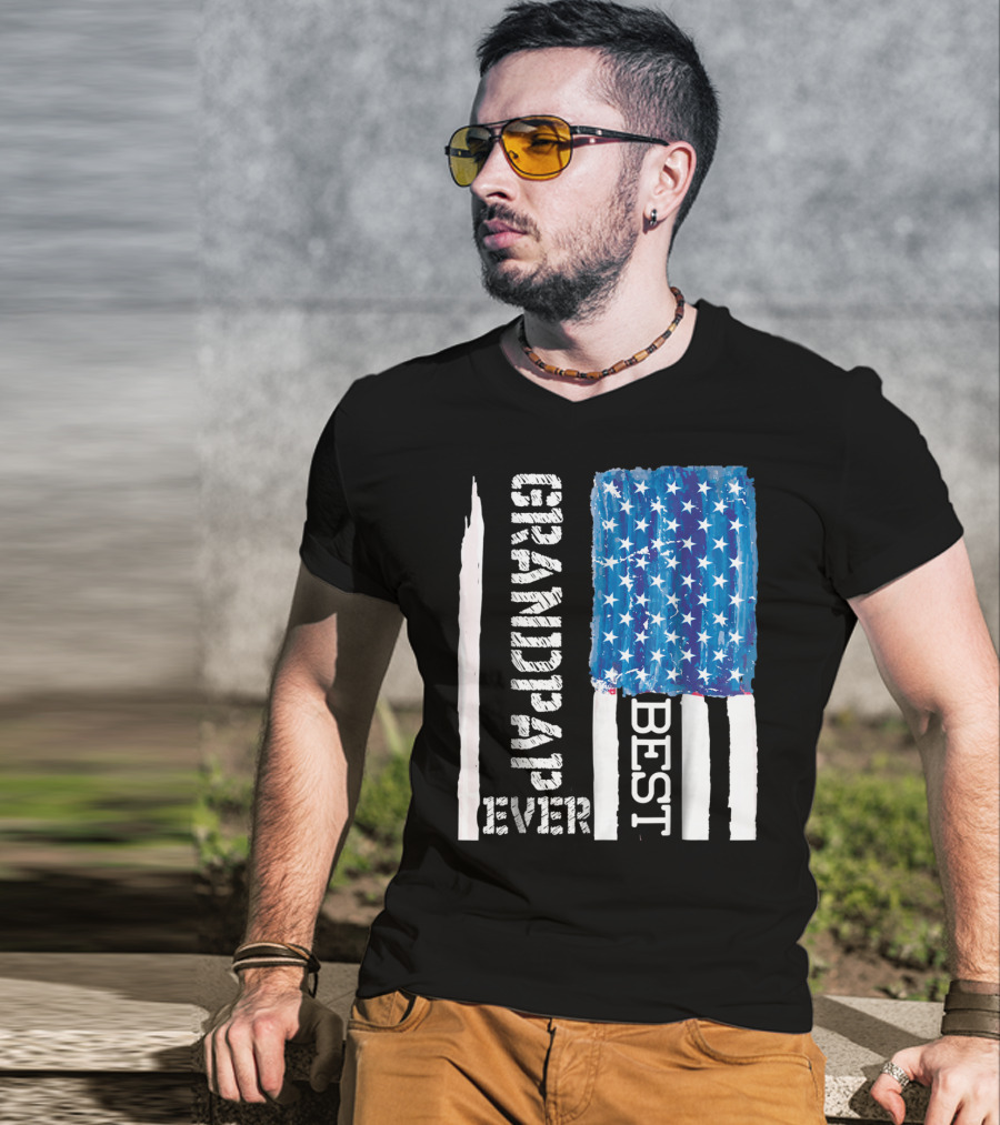 Best Grandpap Ever Distressed American Flag Design 68 T-Shirt