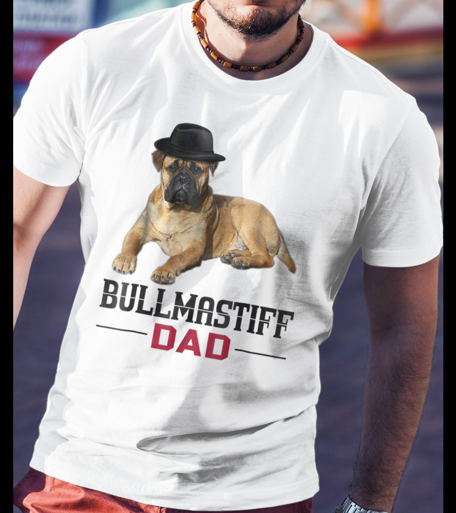 Bullmastiff Dad With Dog Lovers Hat T-Shirt