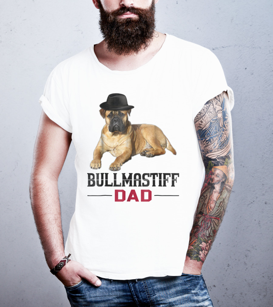 Bullmastiff Dad With Dog Lovers Hat T-Shirt
