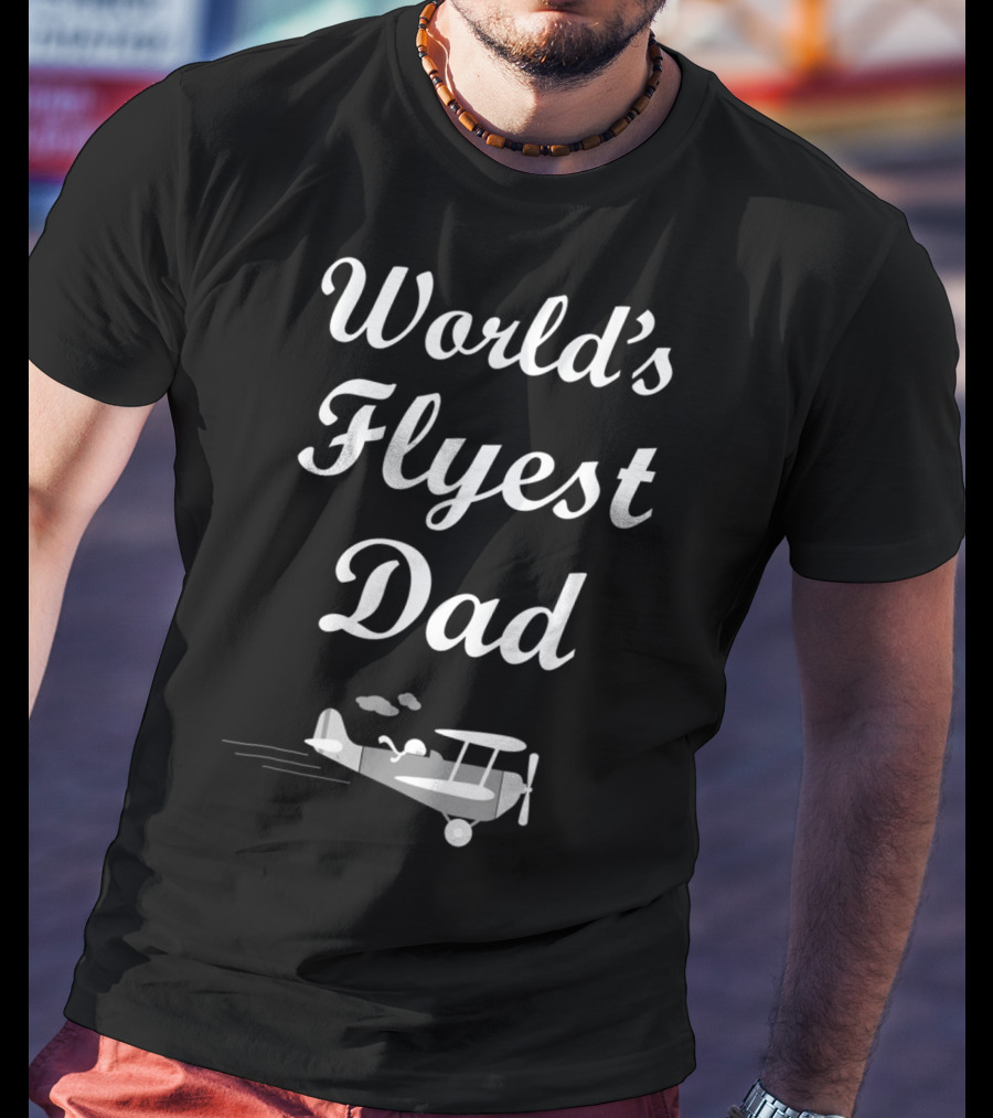 World's Flyest Dad Cartoon Airplane Pilot Bday T-Shirt