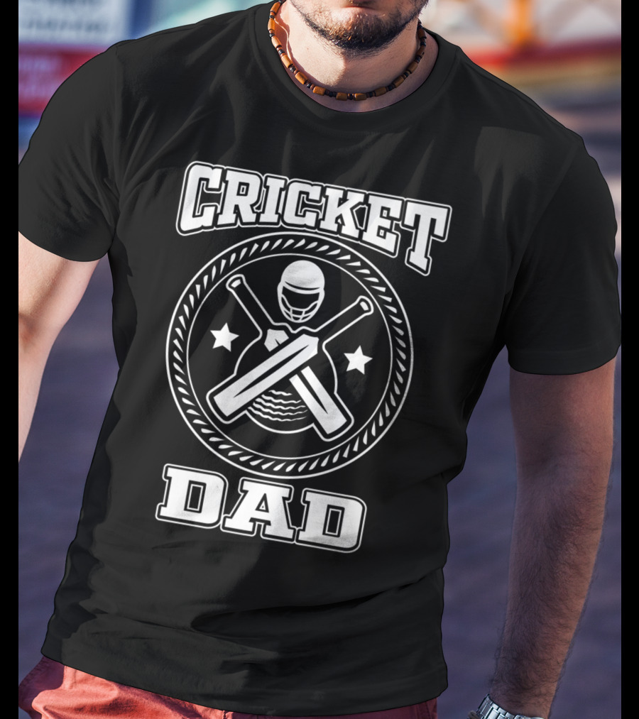 Cricket Dad Sports Bat Ball Team Game T-Shirt