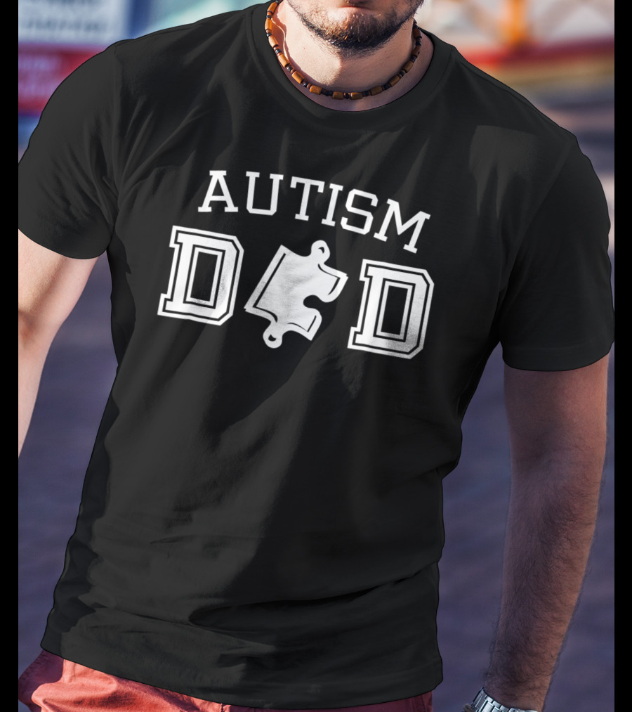 Autism Dad Blue Awareness Puzzle Piece T-Shirt