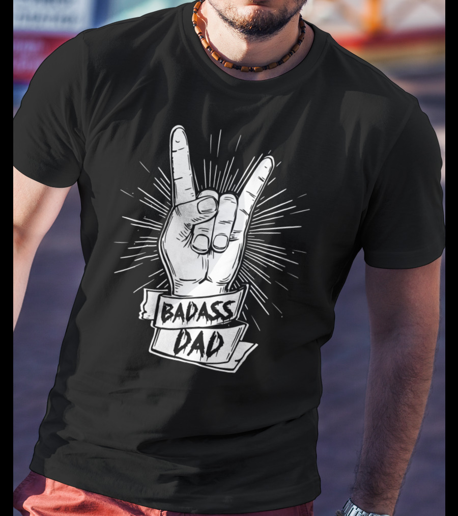 Badass Dad Father And Son Rock Hand Symbol Matching17 T-Shirt
