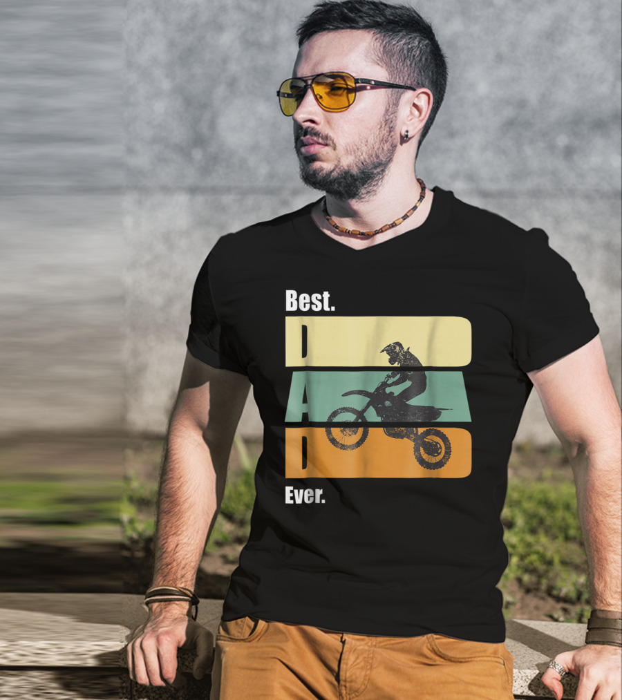 Best Motocross Dad Ever Funny For Fathers Retro Motorcycle Rider T-Shirt