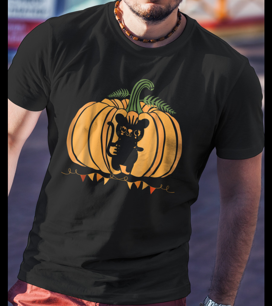 Cool Cat Halloween Pumpkin Dad Mom With Cute Cat Inside Pumpkin T-Shirt