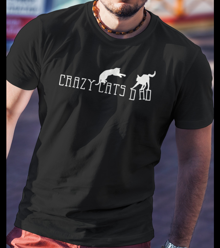 Crazy Cats Dad Fantasy Silhouette Animal Fun T-Shirt