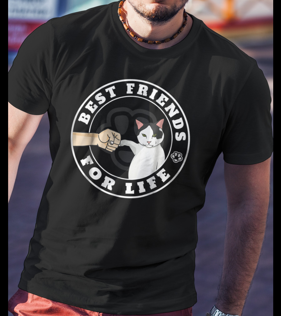 Best Friends For Life Cat Paw Fist Bump Fun T-Shirt
