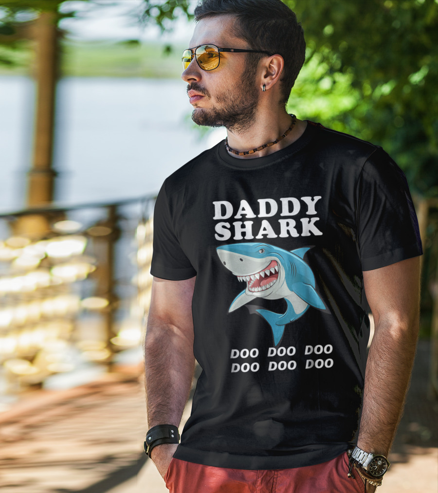 Daddy Shark Doo Doo Doo Funny Dad Shark Song T-Shirt