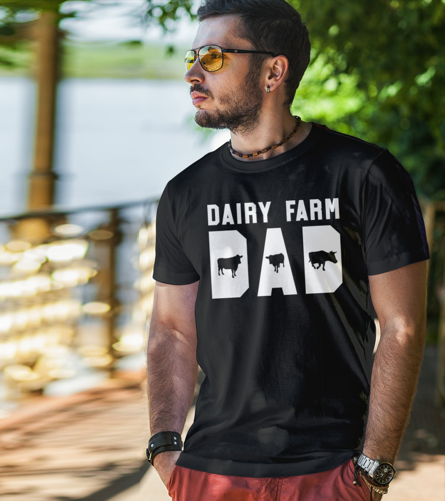 Dairy Farm Dad Funny Mens Cow Black12 T-Shirt