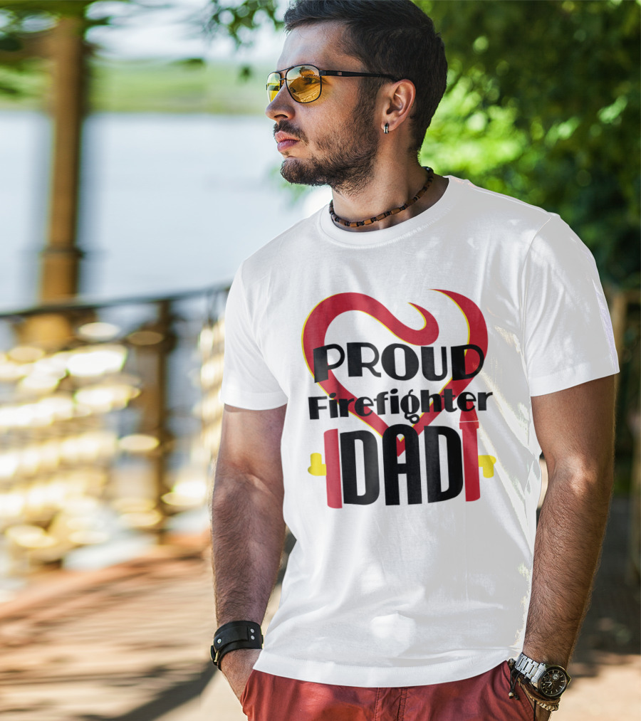 Proud Firefighter Dad Heart Captain Pride T-Shirt