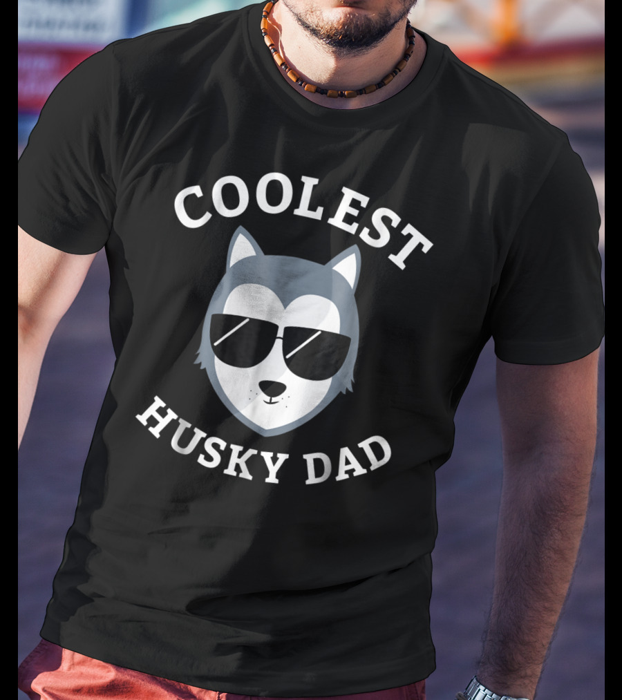 Coolest Husky Dad Wearing Sunglasses T-Shirt