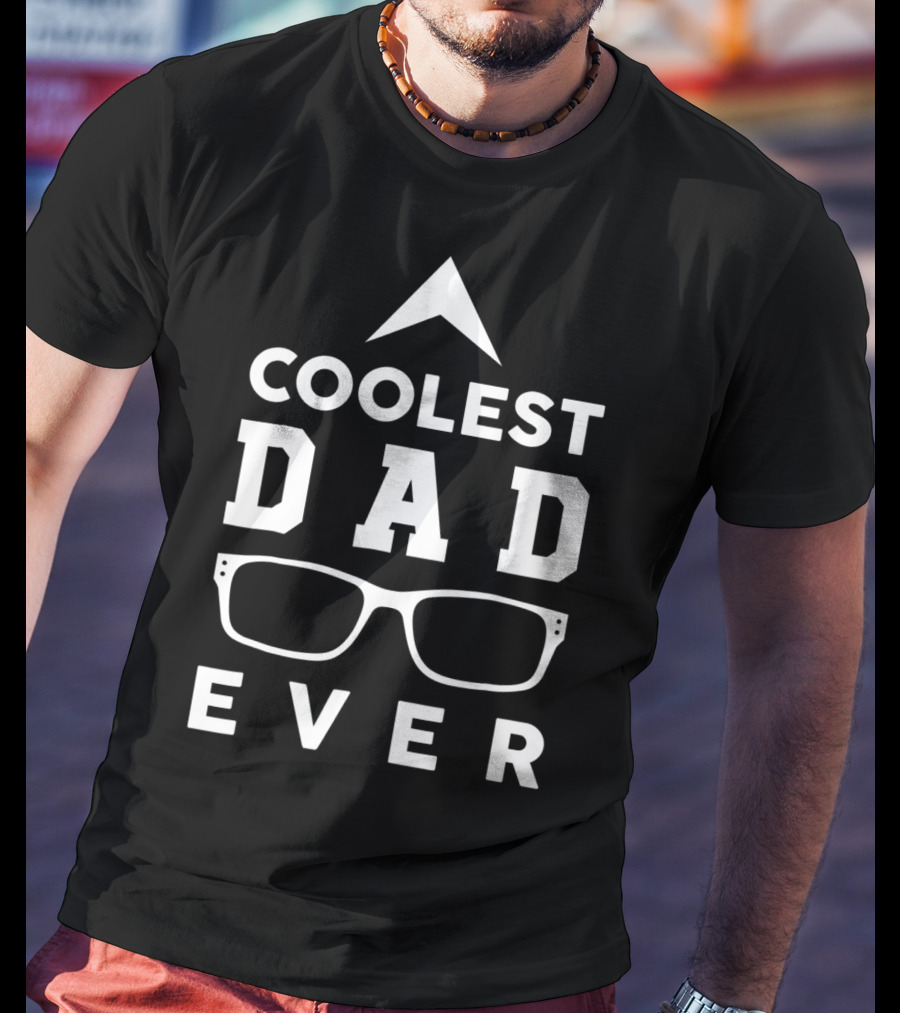 Coolest Dad Ever 15 Funny Glasses Arrow T-Shirt