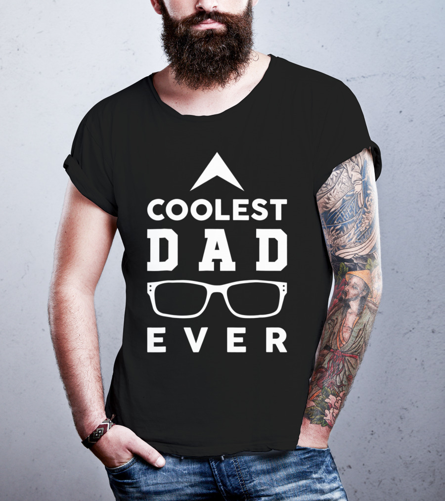 Coolest Dad Ever 15 Funny Glasses Arrow T-Shirt