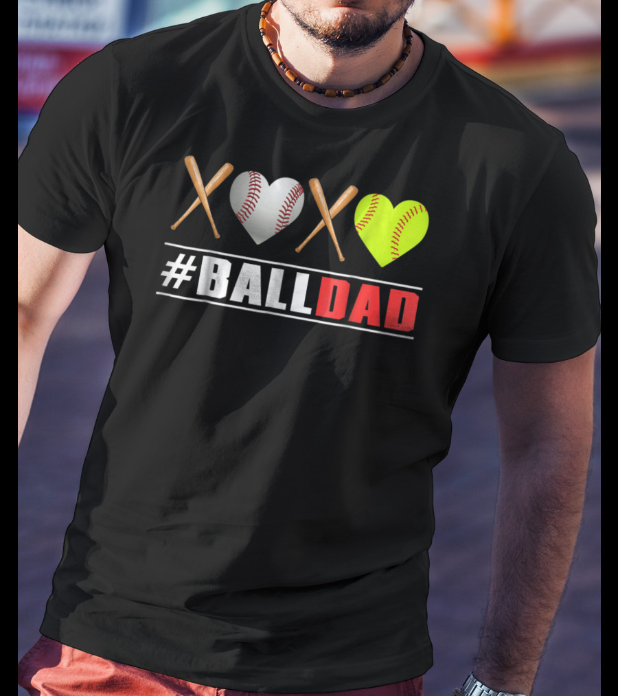 BallDad Baseball Softball Heart Bats T-Shirt