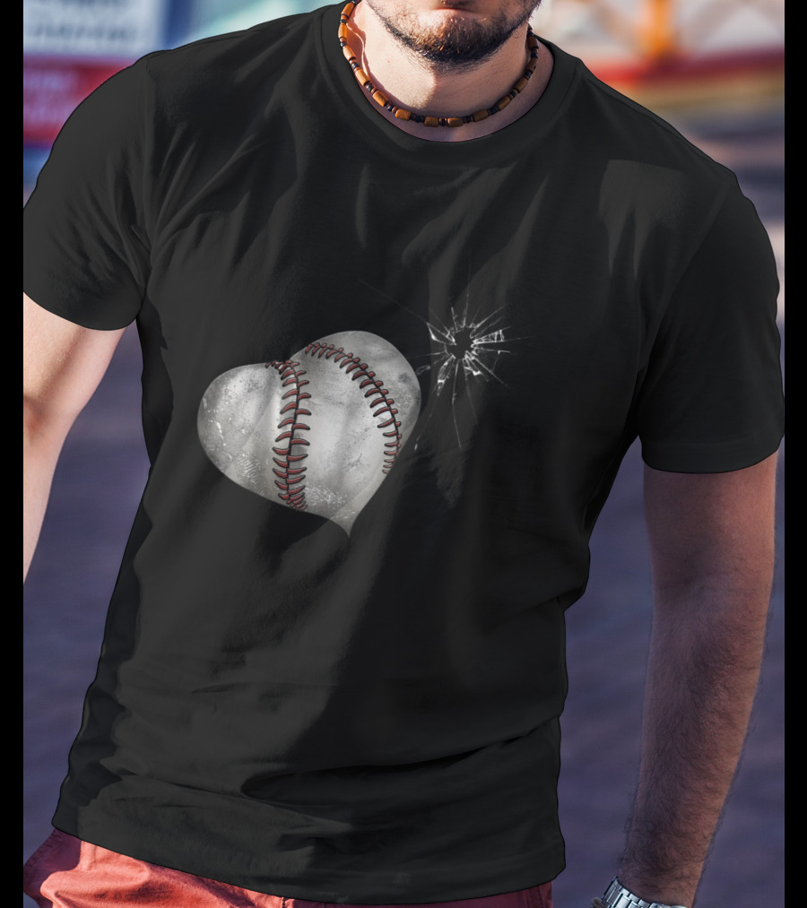 Baseball Heart Crack Funny Cute Love T-Shirt
