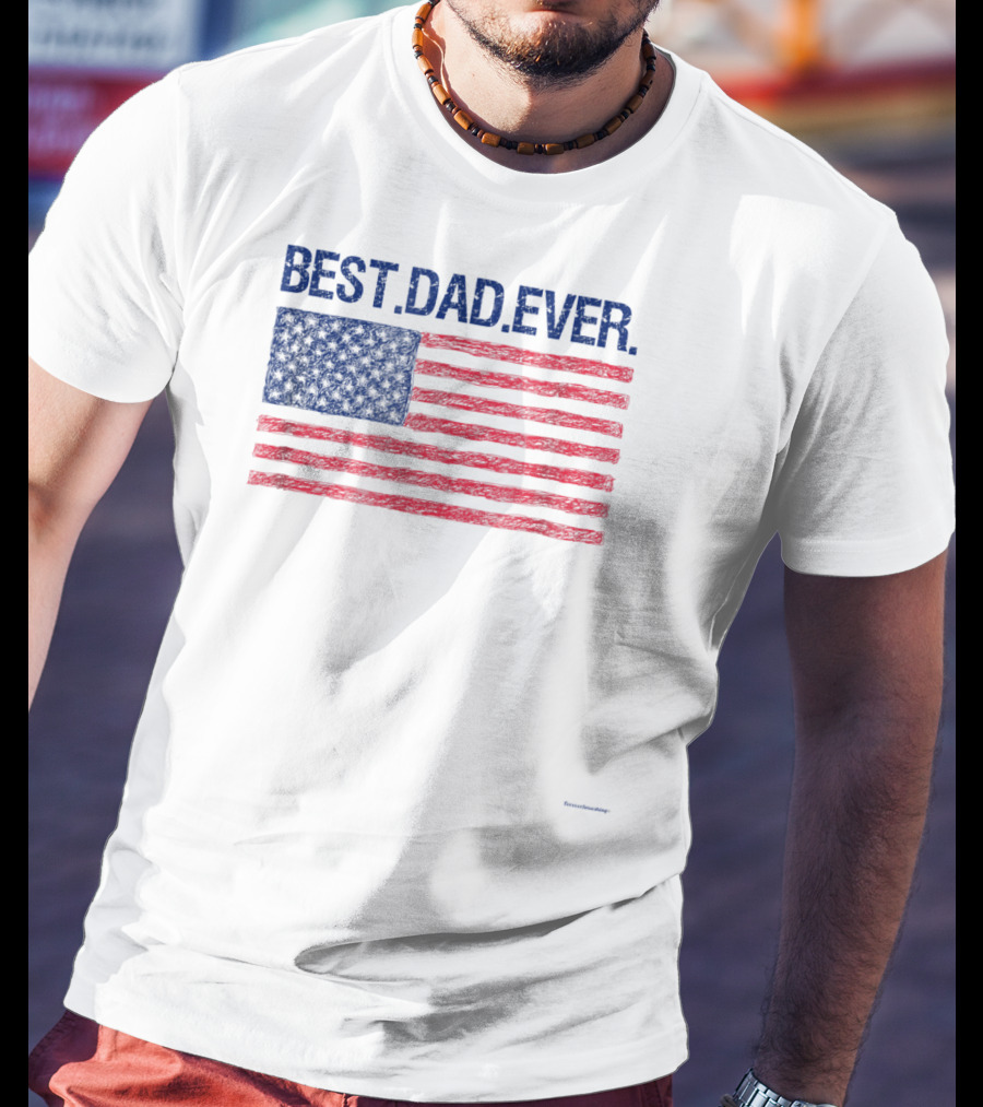 Best Dad Ever Cool Premium American Flag T-Shirt