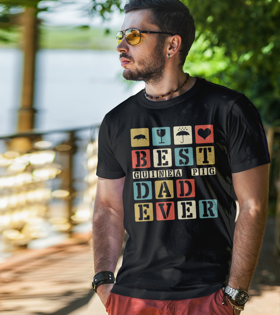 Best Guinea Pig Dad Ever Vintage Style81 Retro Block Letters T-Shirt