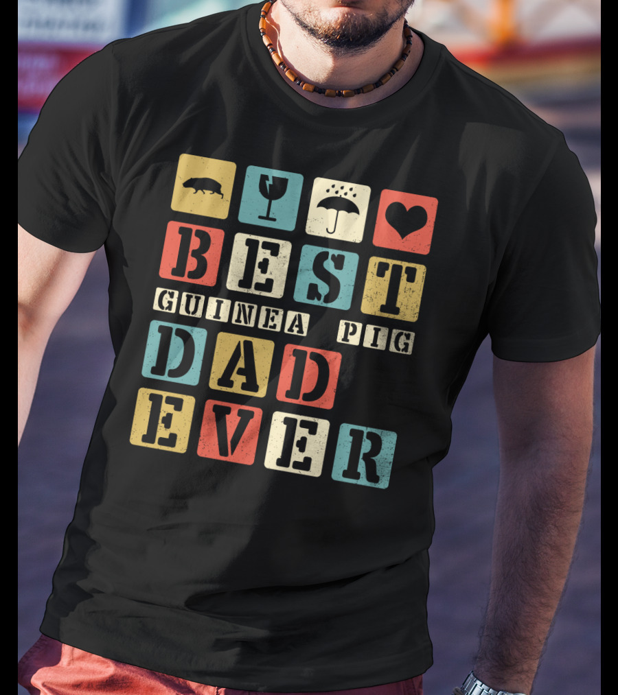 Best Guinea Pig Dad Ever Vintage Style81 Retro Block Letters T-Shirt
