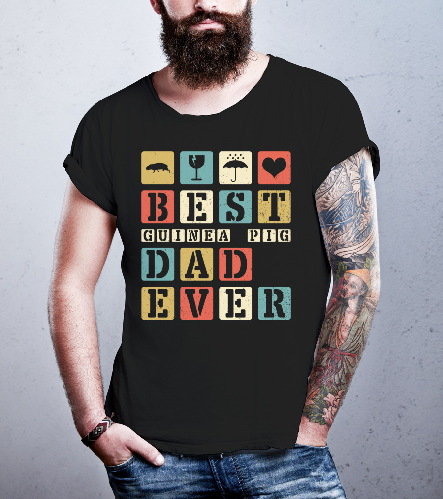 Best Guinea Pig Dad Ever Vintage Style81 Retro Block Letters T-Shirt