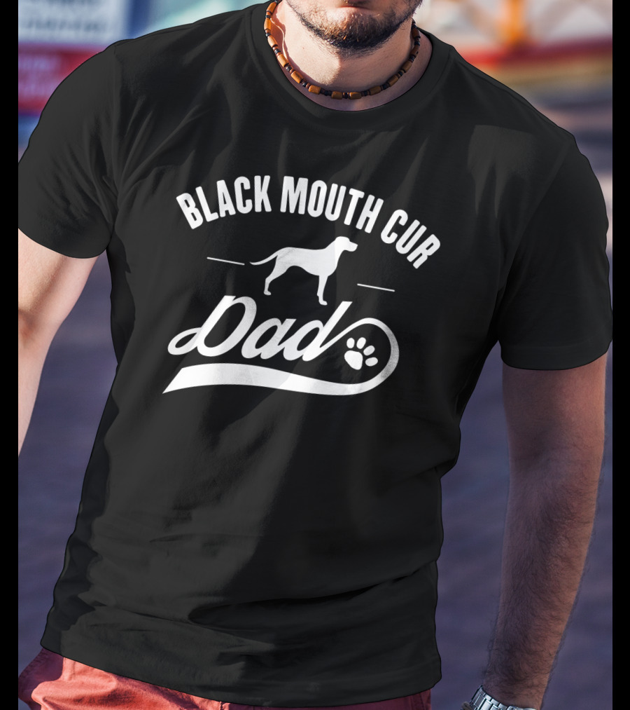 Black Mouth Cur Dad Paw Print Dog Owner Lover T-Shirt