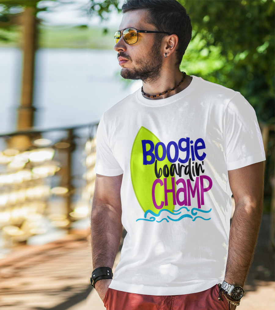 Boogie Boardin' Champ Surfing Summer Dad43 T-Shirt