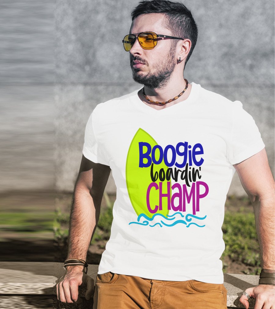 Boogie Boardin' Champ Surfing Summer Dad43 T-Shirt