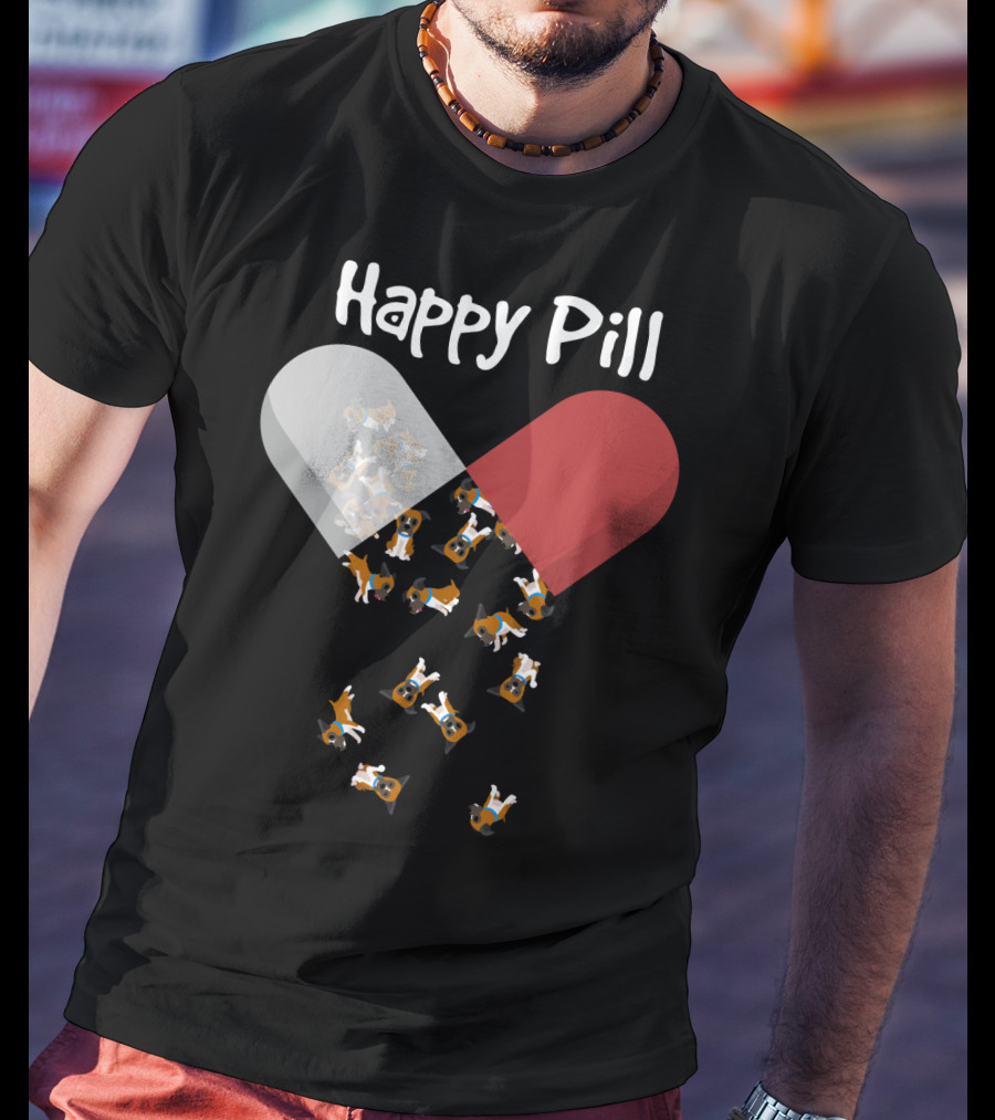 Happy Pill Boxer Dog Cute53 T-Shirt