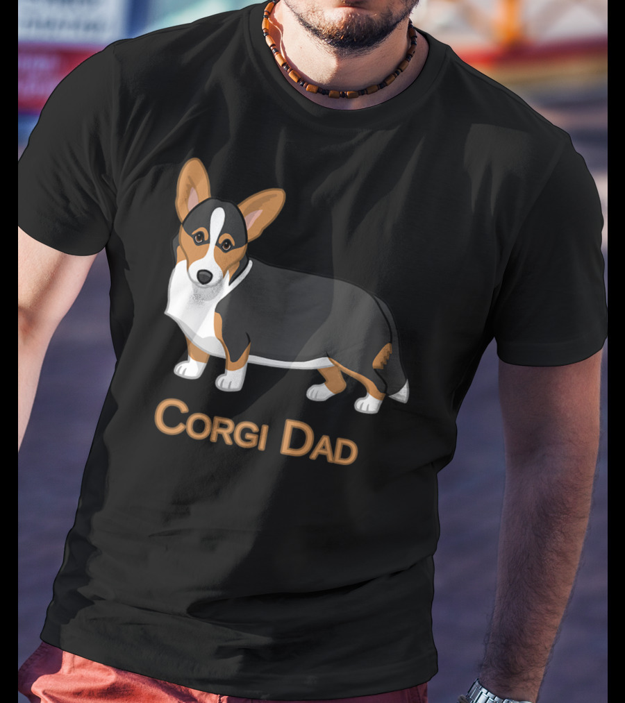 Corgi Dad Cute Black Tan Cardigan Welsh T-Shirt