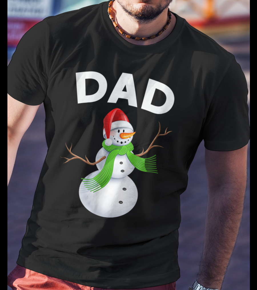 Dad Christmas Snowman Santa Hat Family T-Shirt