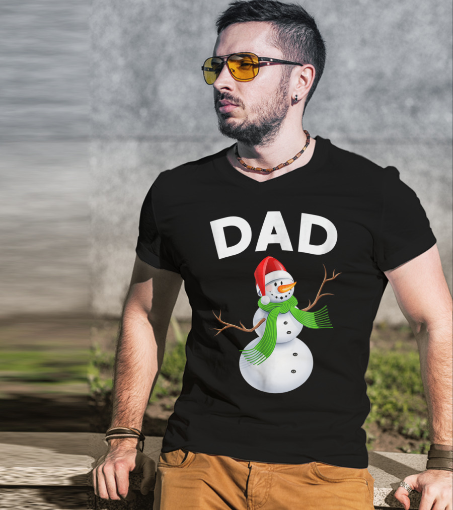 Dad Christmas Snowman Santa Hat Family T-Shirt