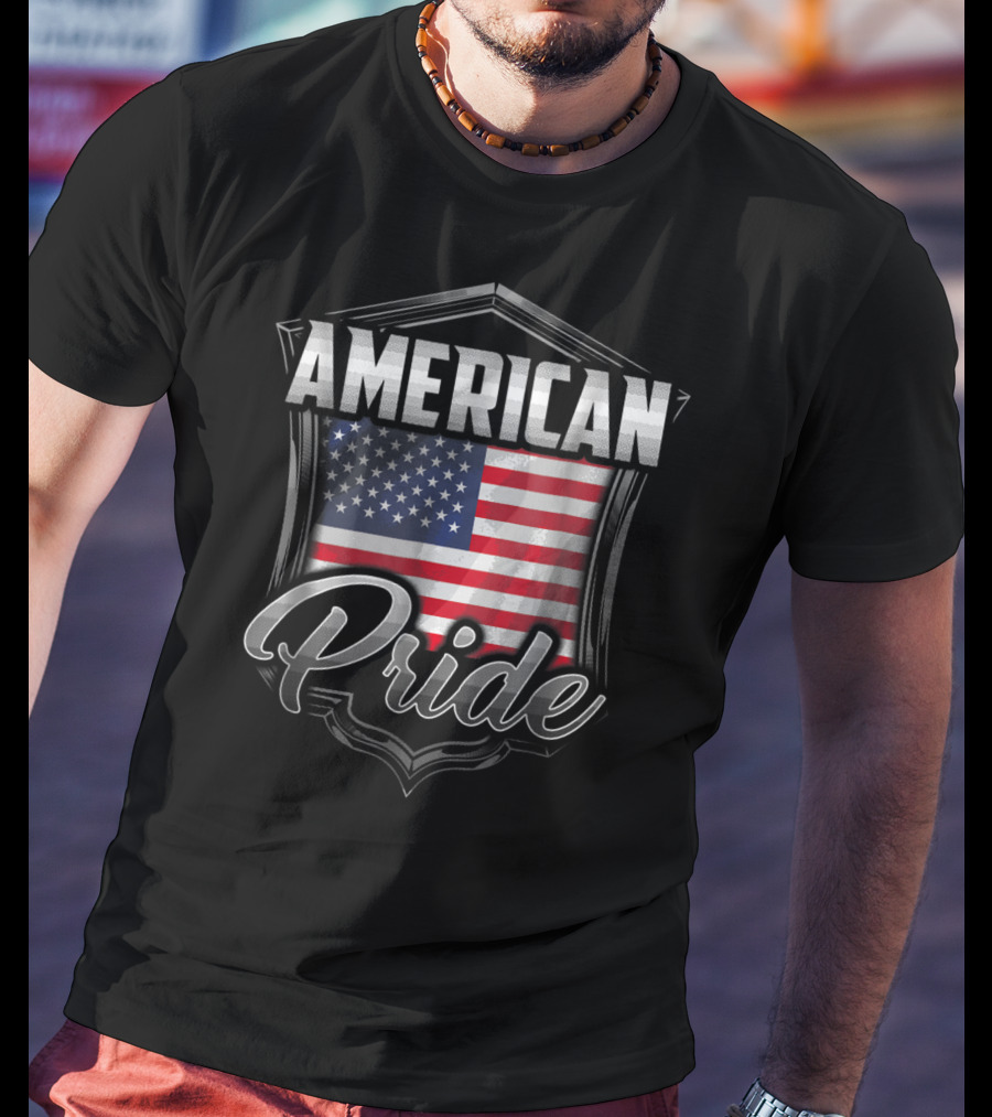 American Pride Dad Family Heritage Roots USA Flag Badge T-Shirt
