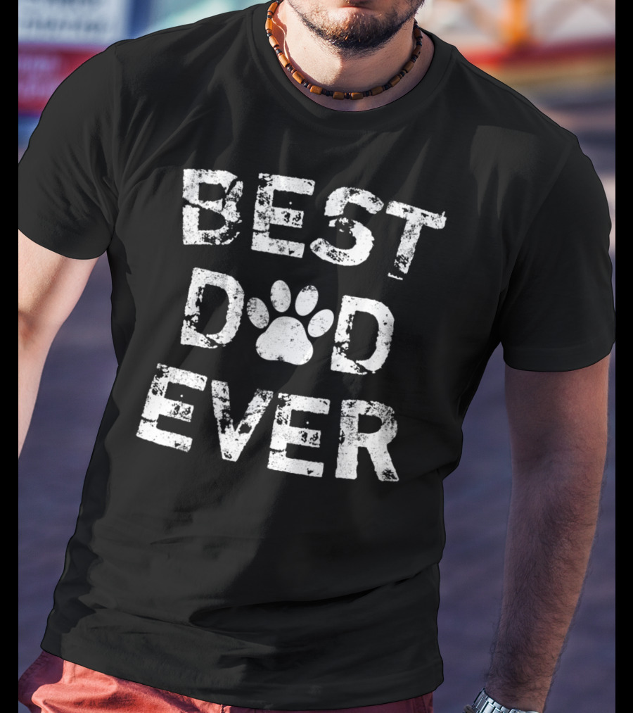 Best Dad Ever Dog Cat Paw Prints T-Shirt