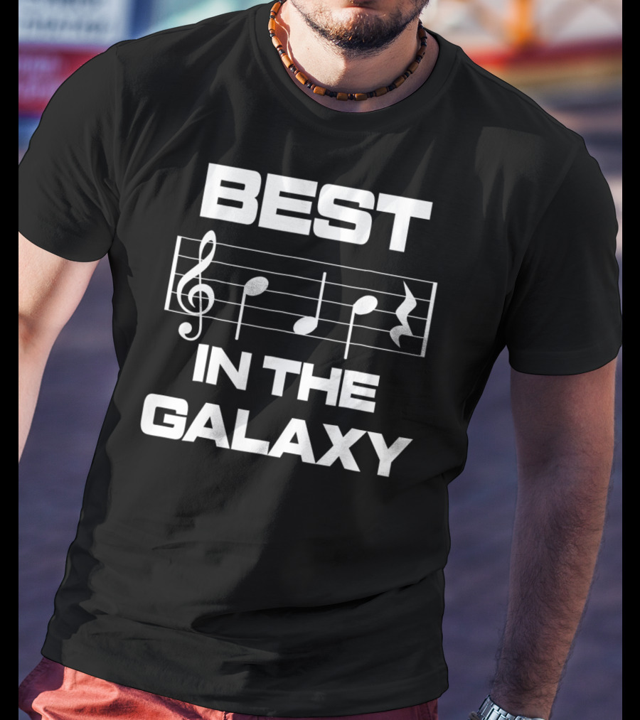 Best Dad In The Galaxy Musician Bass Clef Notes T-Shirt