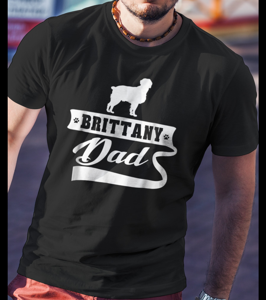 Brittany Dad Dog Lover Mens Canine Animal Owner T-Shirt