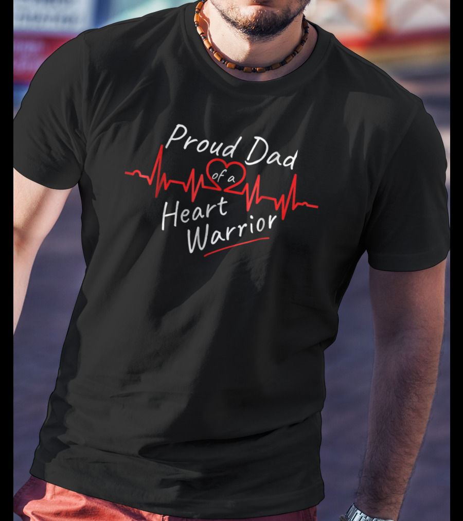 Proud Dad Of A Heart Warrior Congenital Defect Awareness T-Shirt